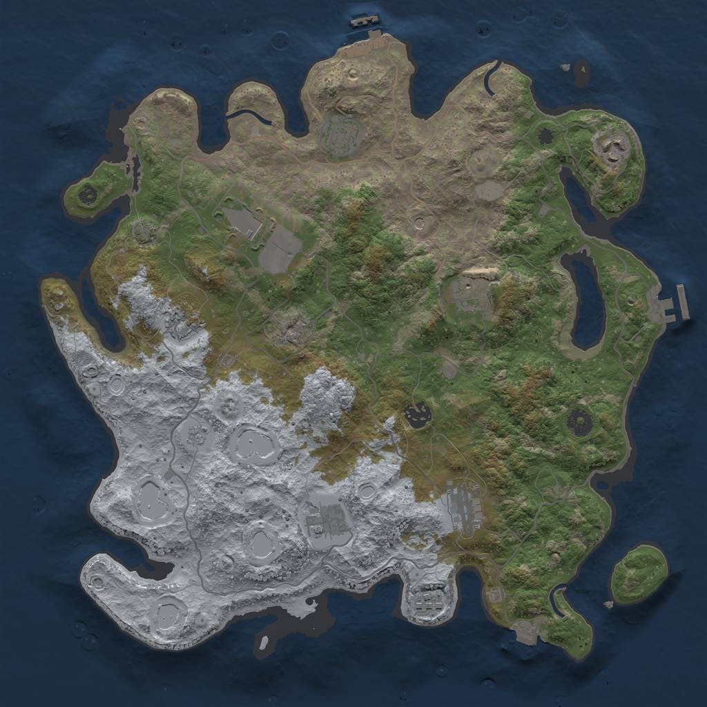Rust Map: Procedural Map, Size: 4000, Seed: 93601447, 17 Monuments
