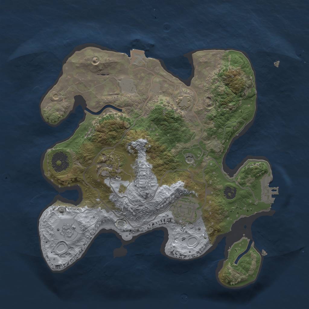 Rust Map: Procedural Map, Size: 2500, Seed: 1266815630, 9 Monuments