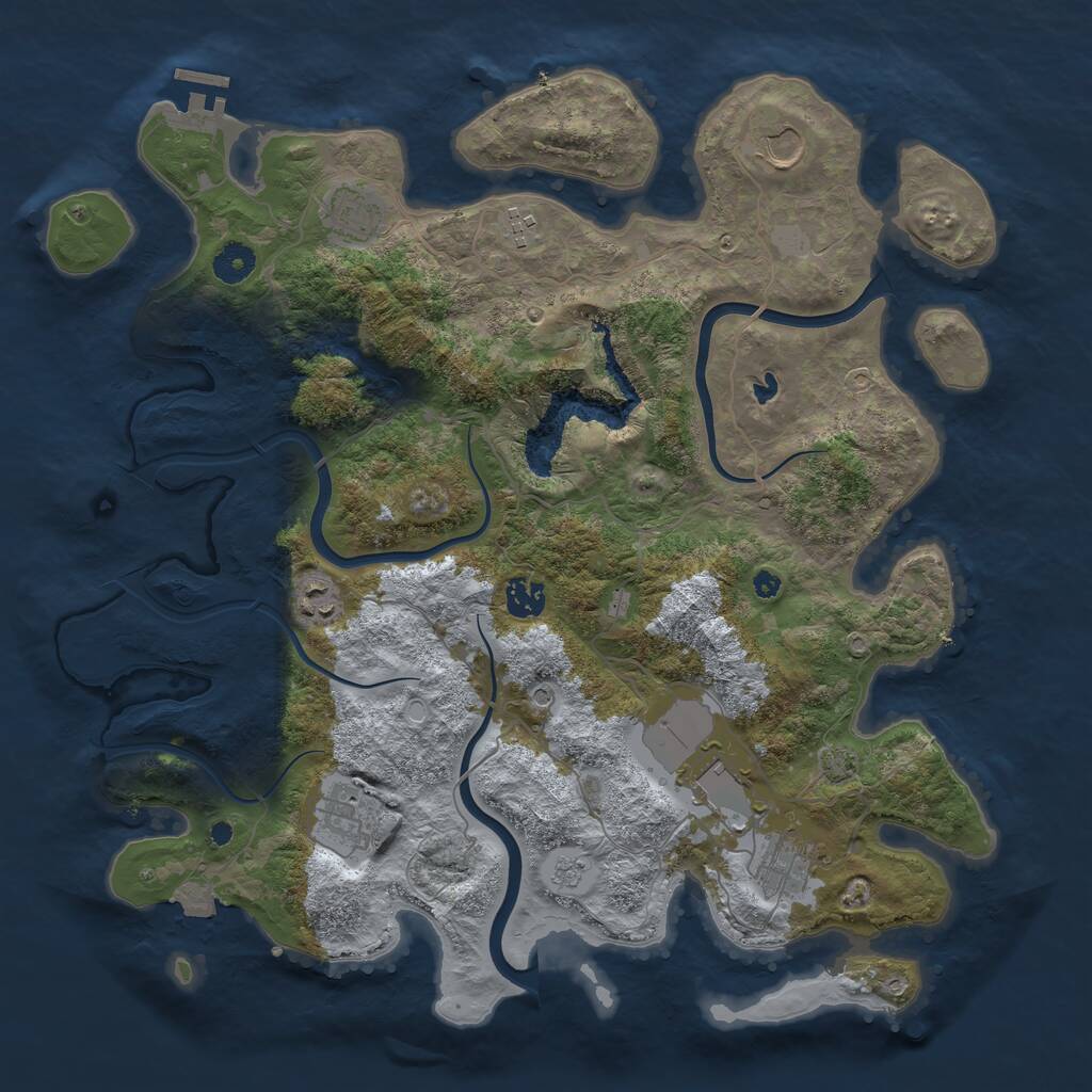Rust Map: Procedural Map, Size: 4000, Seed: 2066536158, 13 Monuments