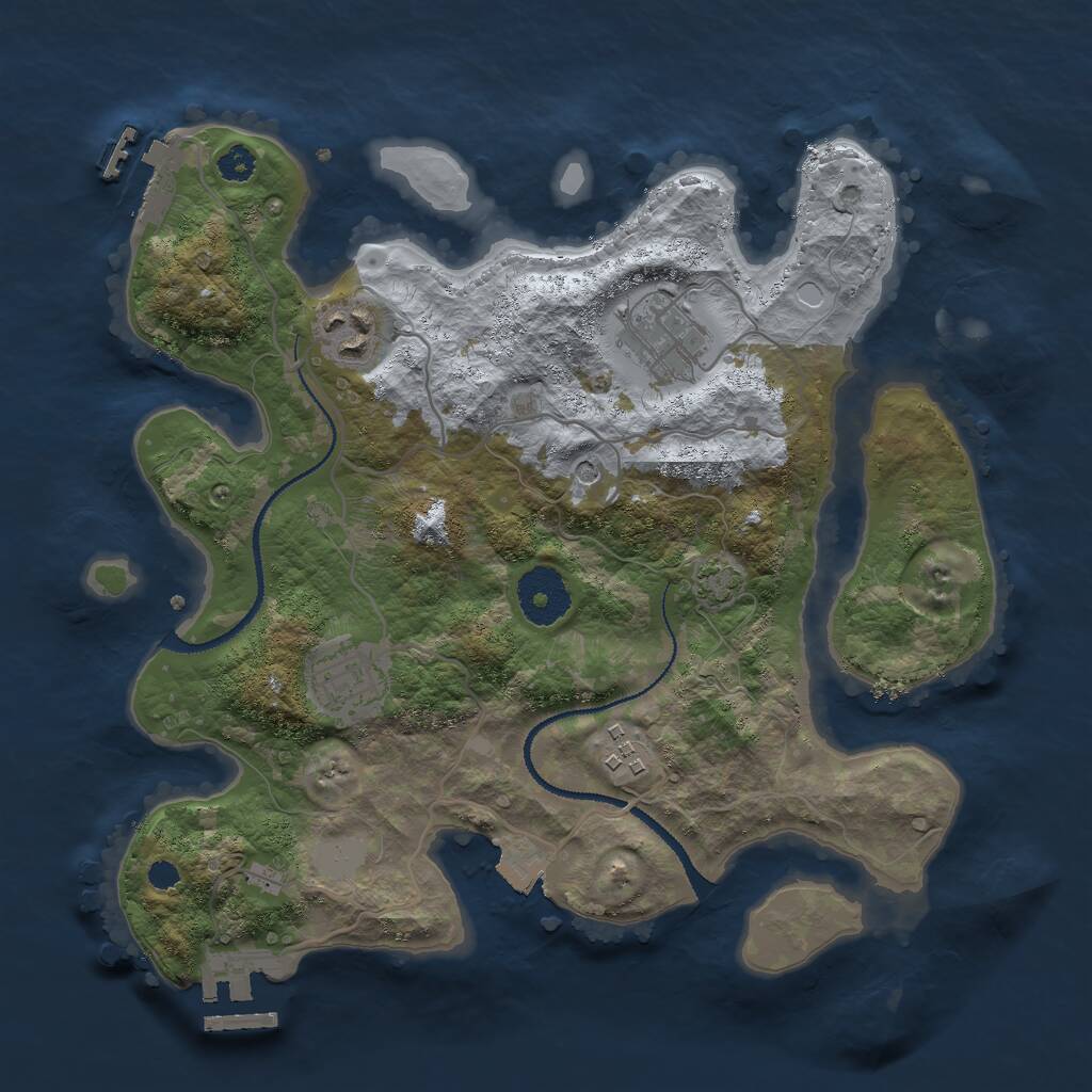 Rust Map: Procedural Map, Size: 3000, Seed: 828670689, 9 Monuments