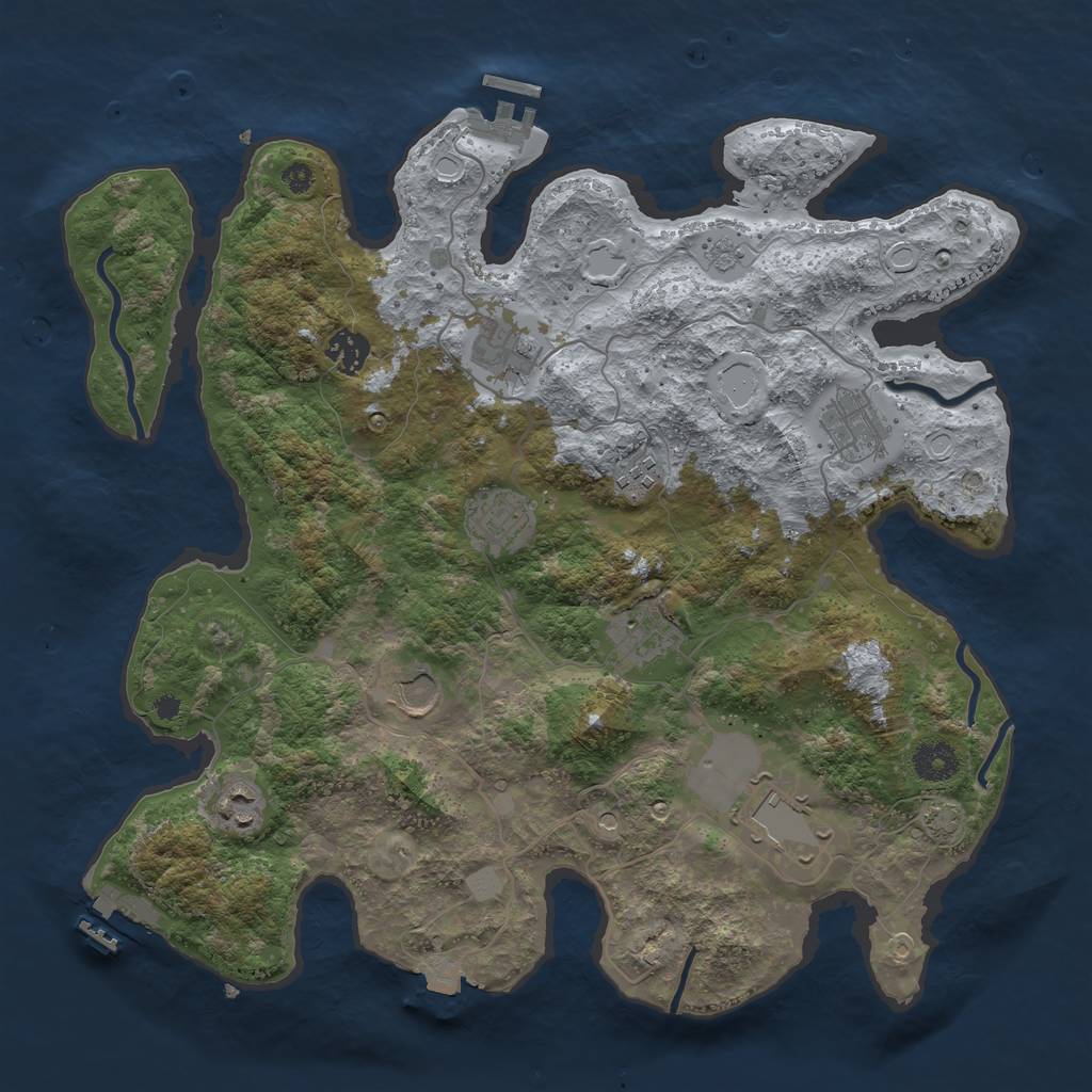 Rust Map: Procedural Map, Size: 3750, Seed: 20364533, 17 Monuments