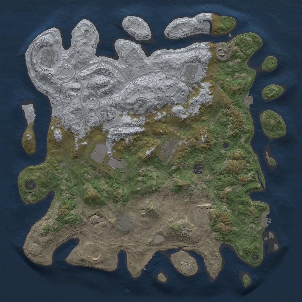 Rust Map: Procedural Map, Size: 4250, Seed: 84087383, 19 Monuments