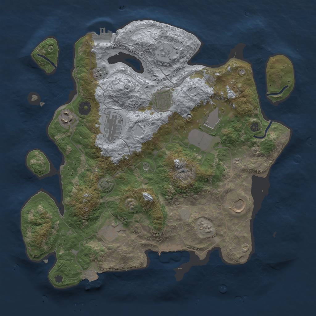 Rust Map: Procedural Map, Size: 3500, Seed: 6627, 15 Monuments
