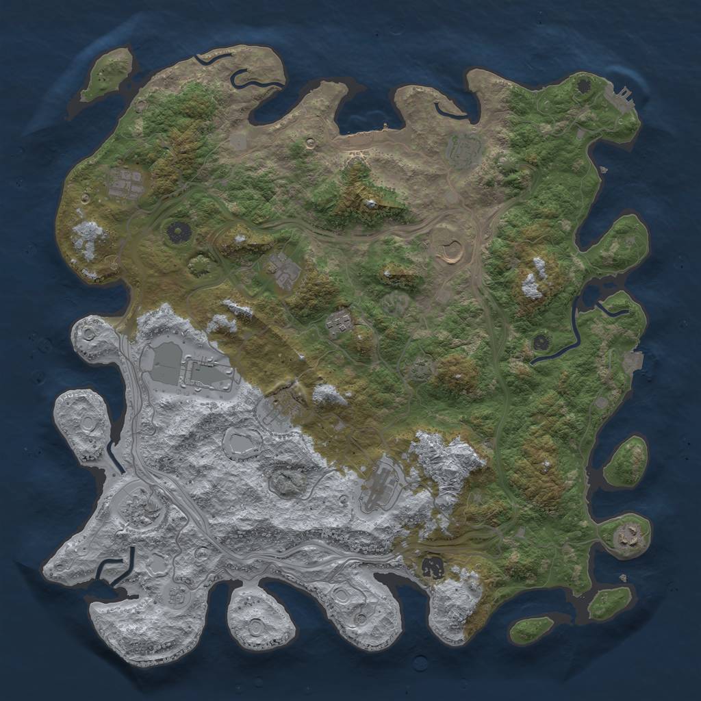 Rust Map: Procedural Map, Size: 4500, Seed: 1472613393, 19 Monuments