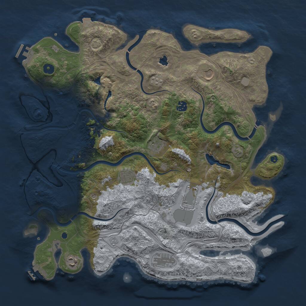 Rust Map: Procedural Map, Size: 4250, Seed: 2135279506, 14 Monuments