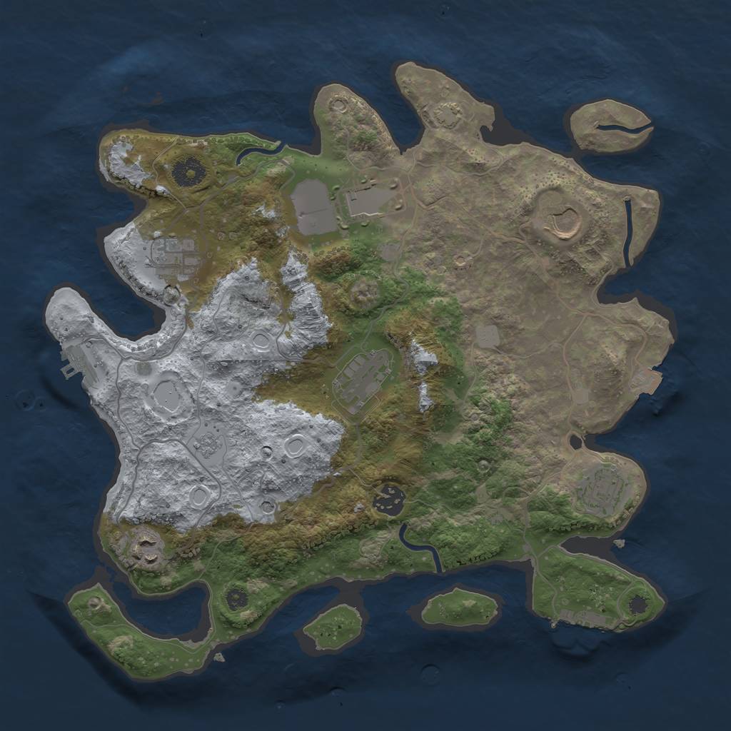 Rust Map: Procedural Map, Size: 3500, Seed: 967811877, 15 Monuments