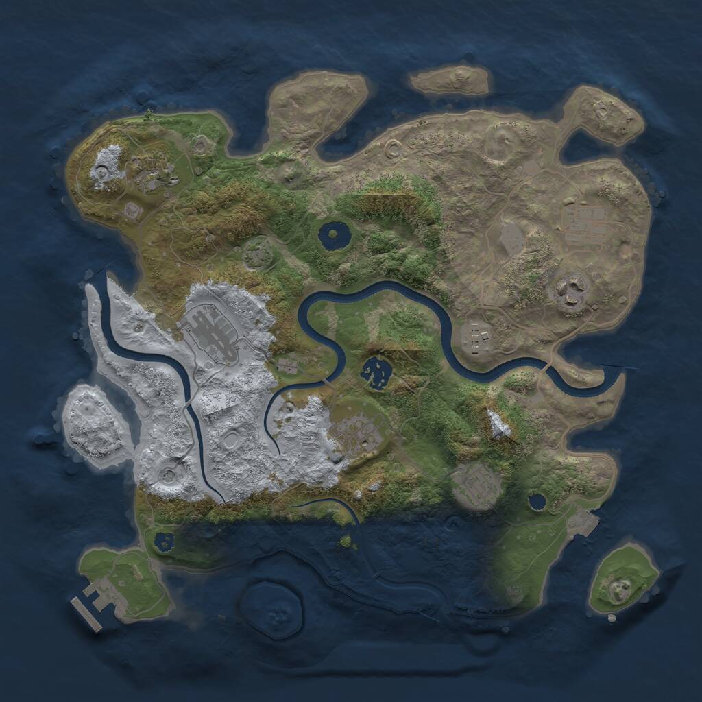 Rust Map: Procedural Map, Size: 3450, Seed: 93312466, 12 Monuments
