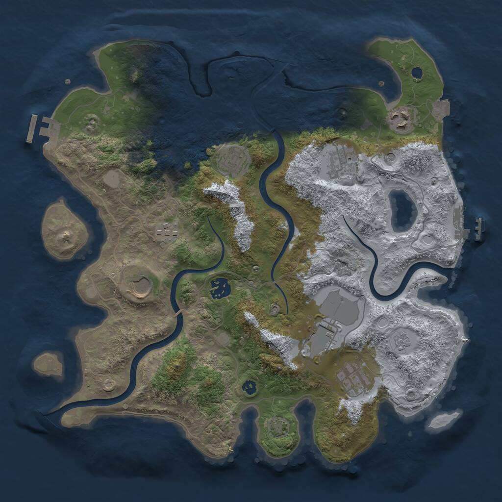 Rust Map: Procedural Map, Size: 3550, Seed: 55738797, 14 Monuments