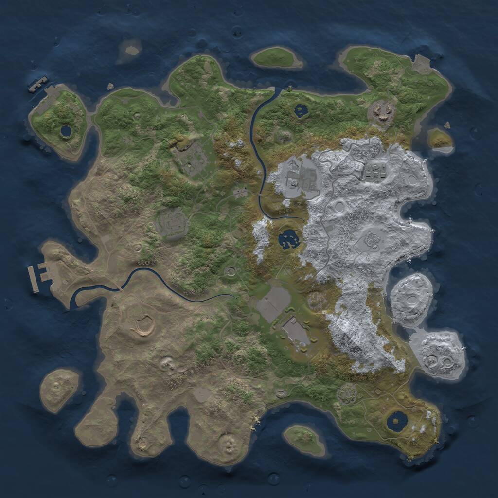 Rust Map: Procedural Map, Size: 3700, Seed: 29439263, 14 Monuments