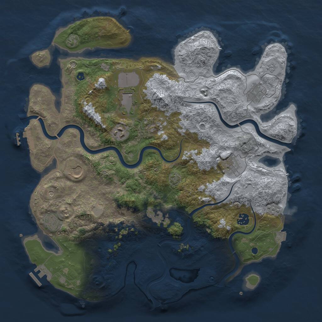 Rust Map: Procedural Map, Size: 3950, Seed: 42993911, 16 Monuments