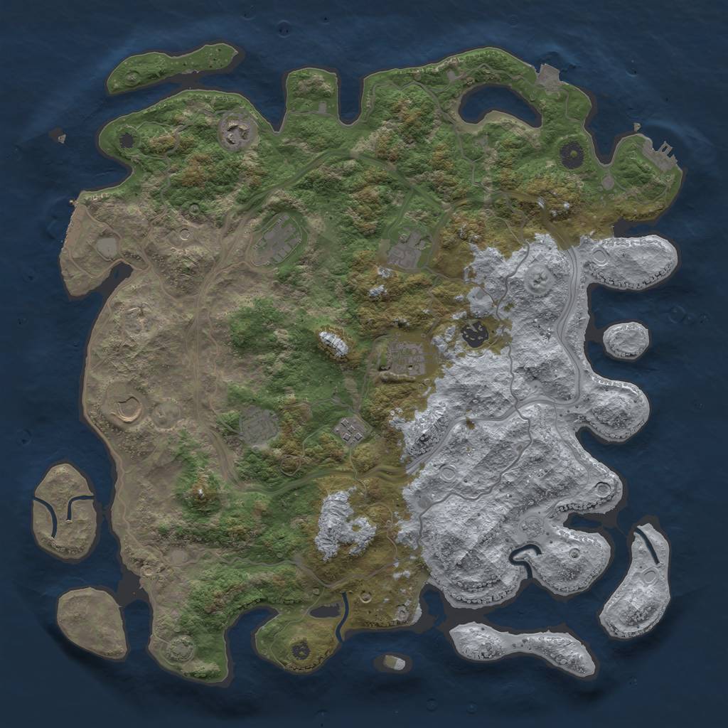 Rust Map: Procedural Map, Size: 4250, Seed: 71757456, 16 Monuments