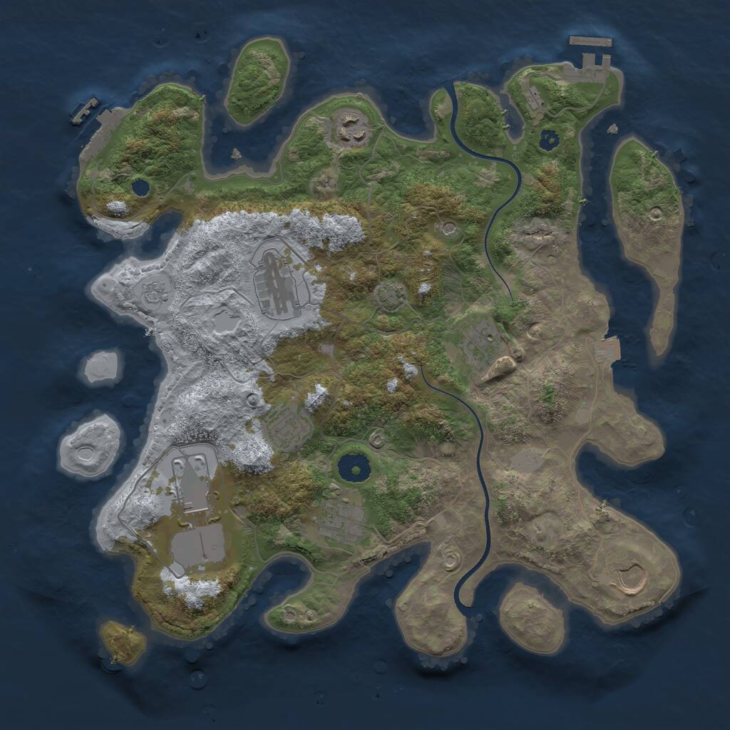 Rust Map: Procedural Map, Size: 3500, Seed: 801723, 13 Monuments