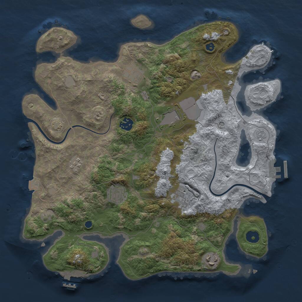Rust Map: Procedural Map, Size: 3500, Seed: 577052529, 13 Monuments