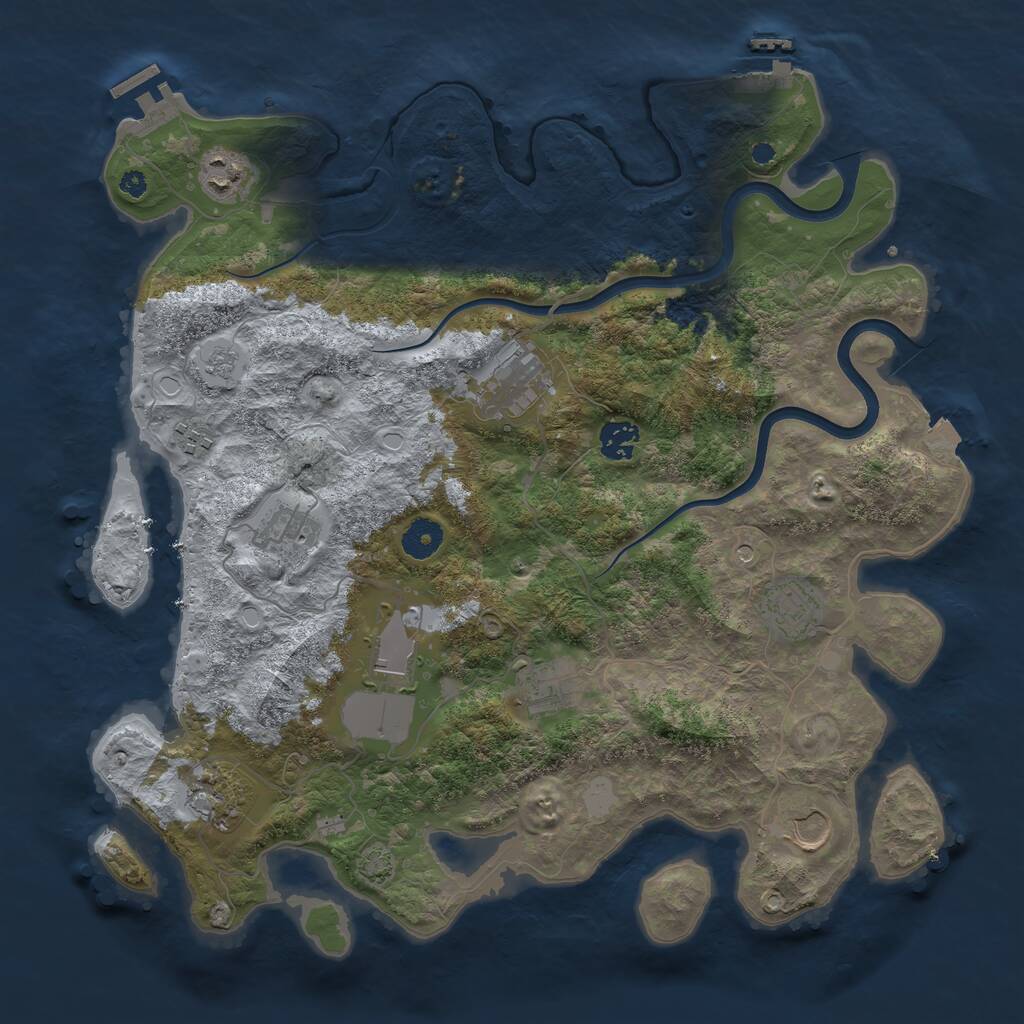 Rust Map: Procedural Map, Size: 3850, Seed: 51366202, 16 Monuments