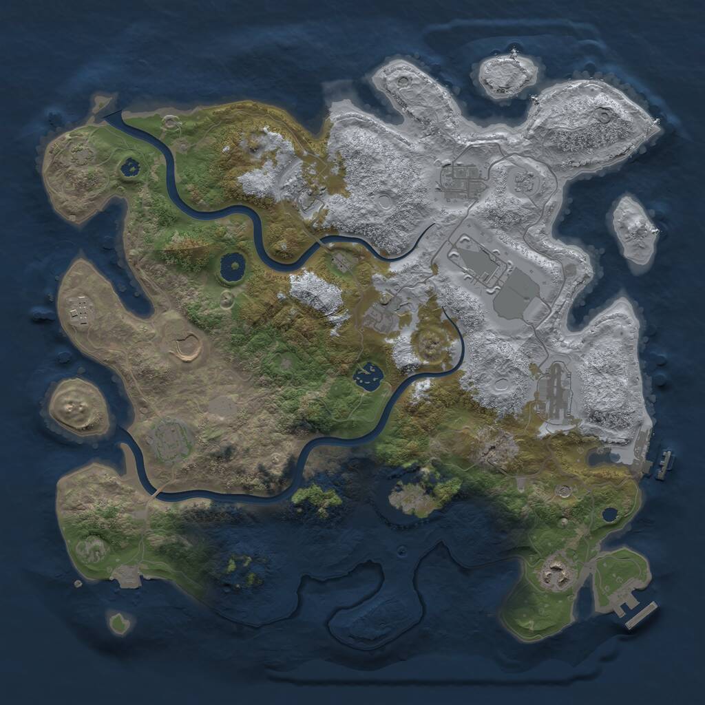 Rust Map: Procedural Map, Size: 3850, Seed: 33116582, 17 Monuments