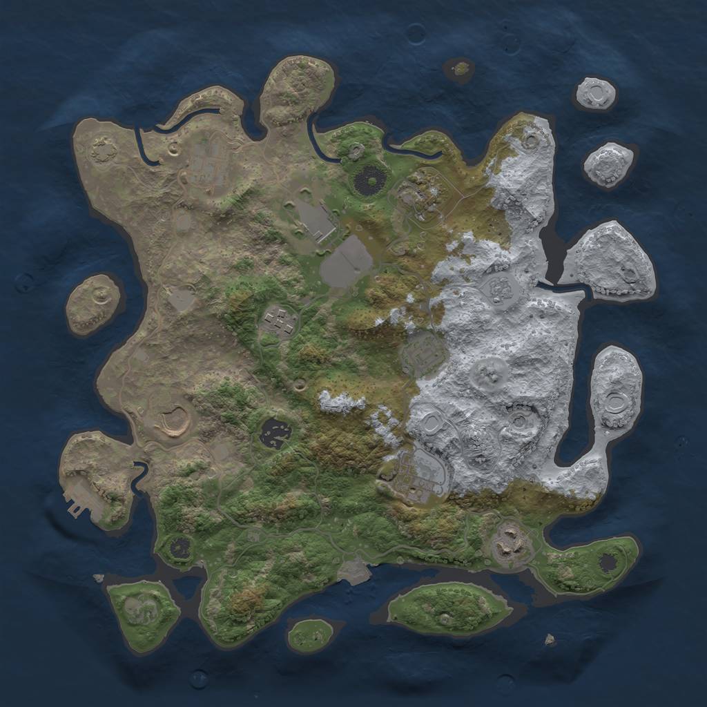 Rust Map: Procedural Map, Size: 3500, Seed: 93801904, 16 Monuments