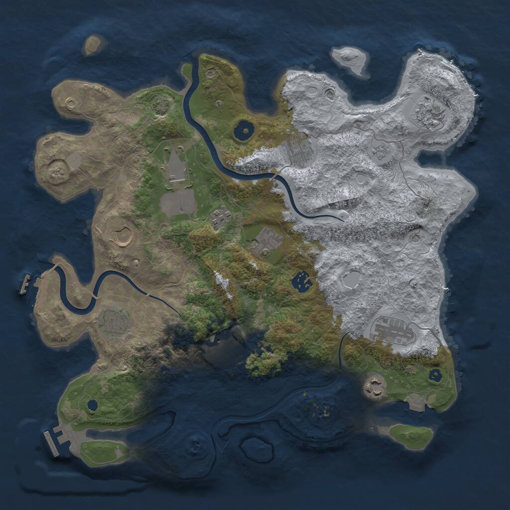 Rust Map: Procedural Map, Size: 3850, Seed: 12035049, 17 Monuments