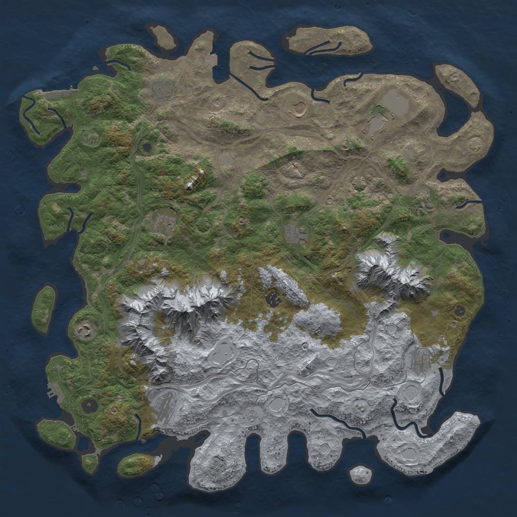 Rust Map: Procedural Map, Size: 5000, Seed: 96993451, 19 Monuments