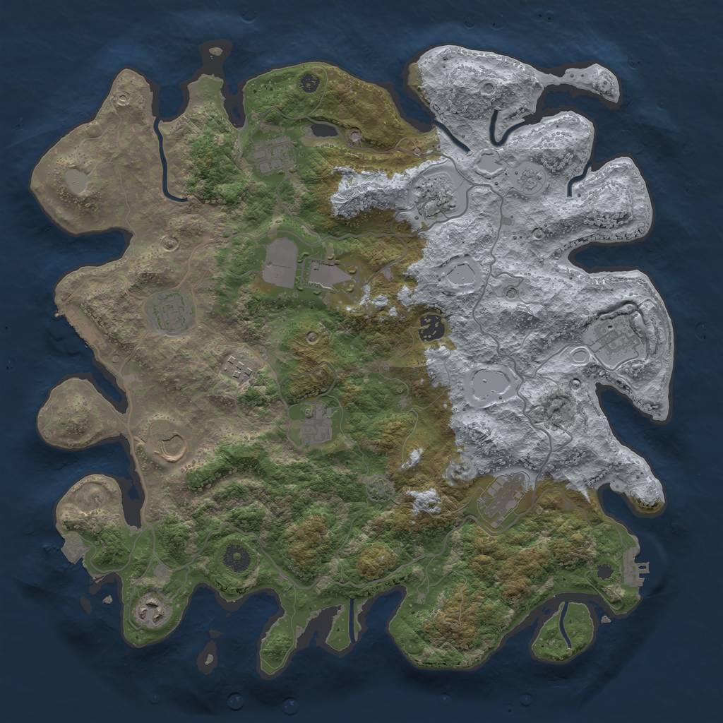 Rust Map: Procedural Map, Size: 4000, Seed: 24123123, 19 Monuments