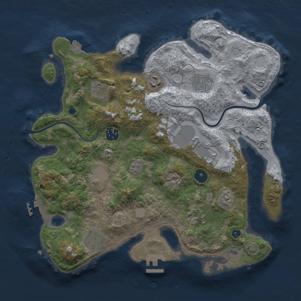 Rust Map: Procedural Map, Size: 3500, Seed: 188943462, 14 Monuments