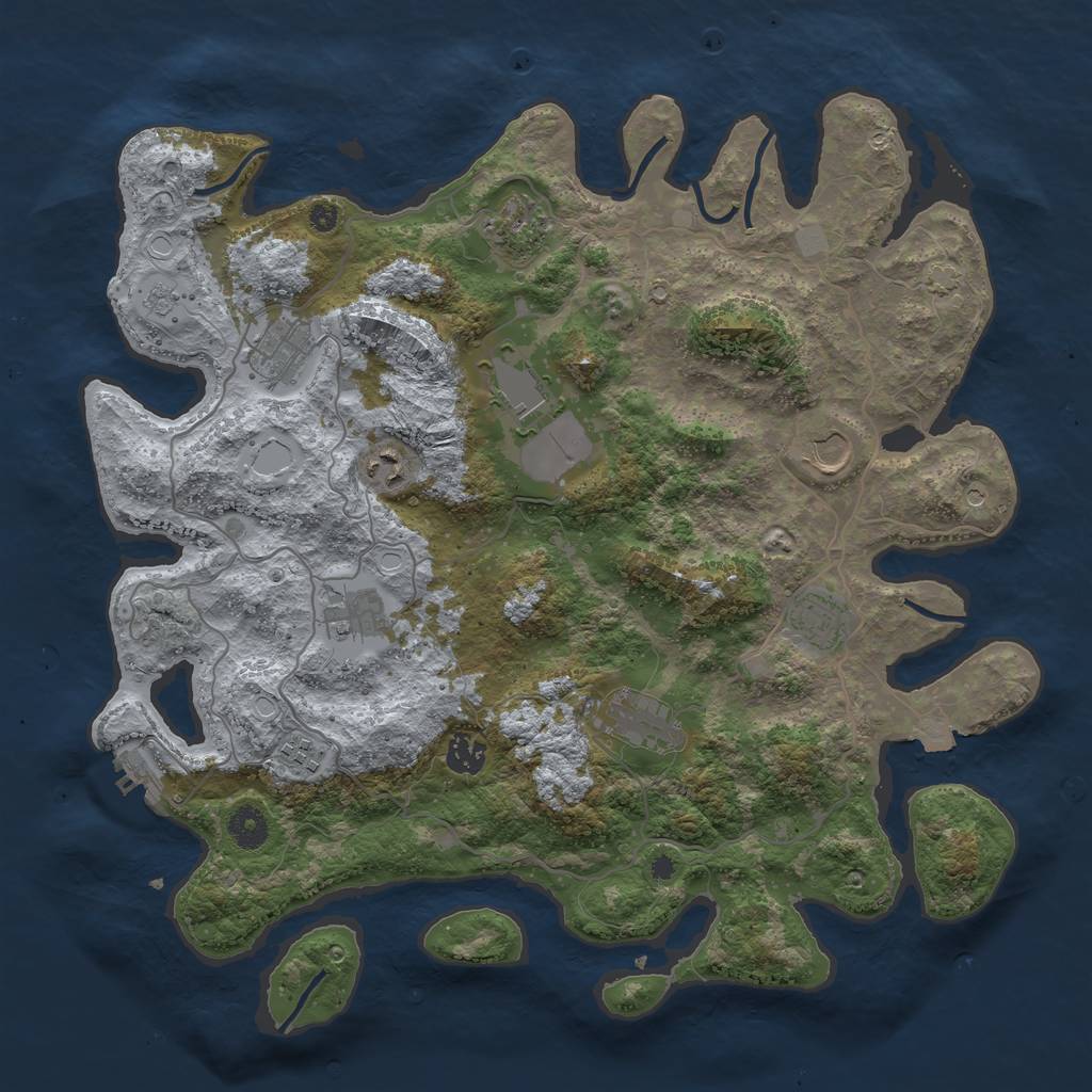 Rust Map: Procedural Map, Size: 4000, Seed: 1093923540, 17 Monuments