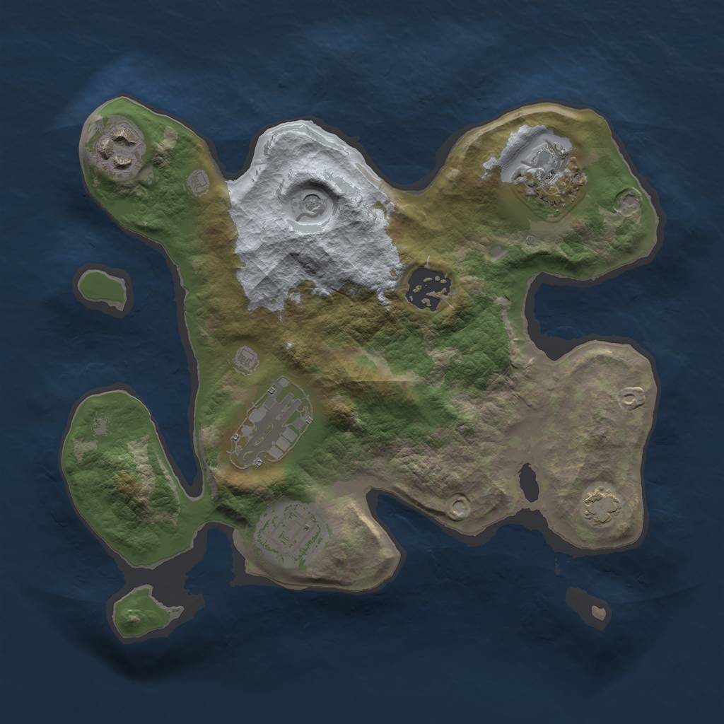 Rust Map: Barren, Size: 2500, Seed: 1398963165, 9 Monuments