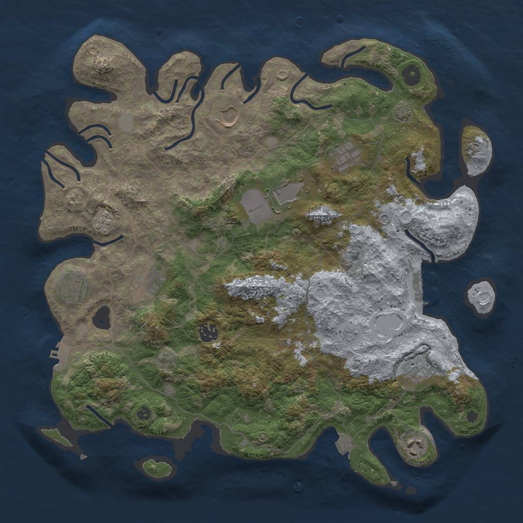 Rust Map: Procedural Map, Size: 4000, Seed: 1957795498, 17 Monuments