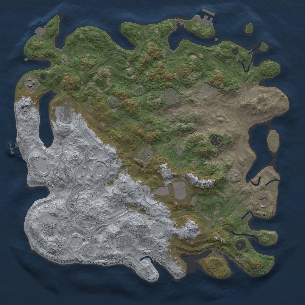 Rust Map: Procedural Map, Size: 4500, Seed: 746271077, 19 Monuments
