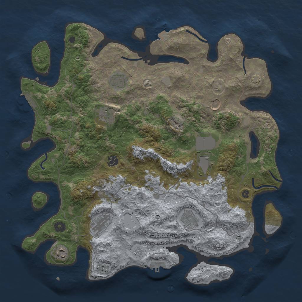 Rust Map: Procedural Map, Size: 4000, Seed: 447931127, 17 Monuments