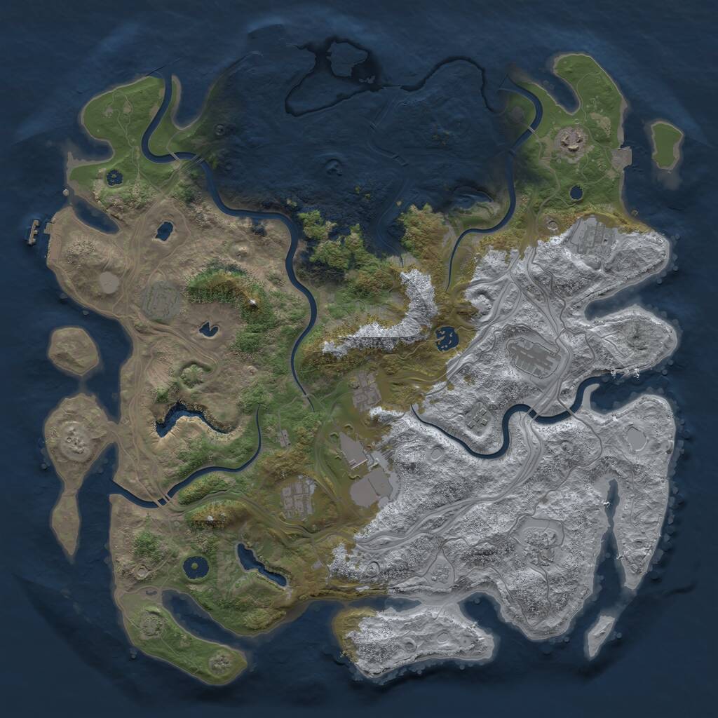 Rust Map: Procedural Map, Size: 4500, Seed: 2051085, 16 Monuments