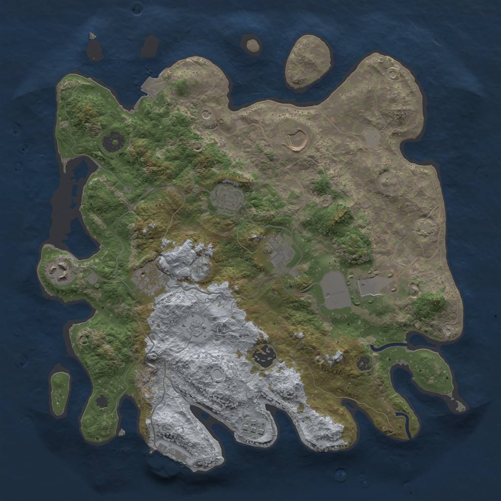 Rust Map: Procedural Map, Size: 3500, Seed: 2509, 15 Monuments