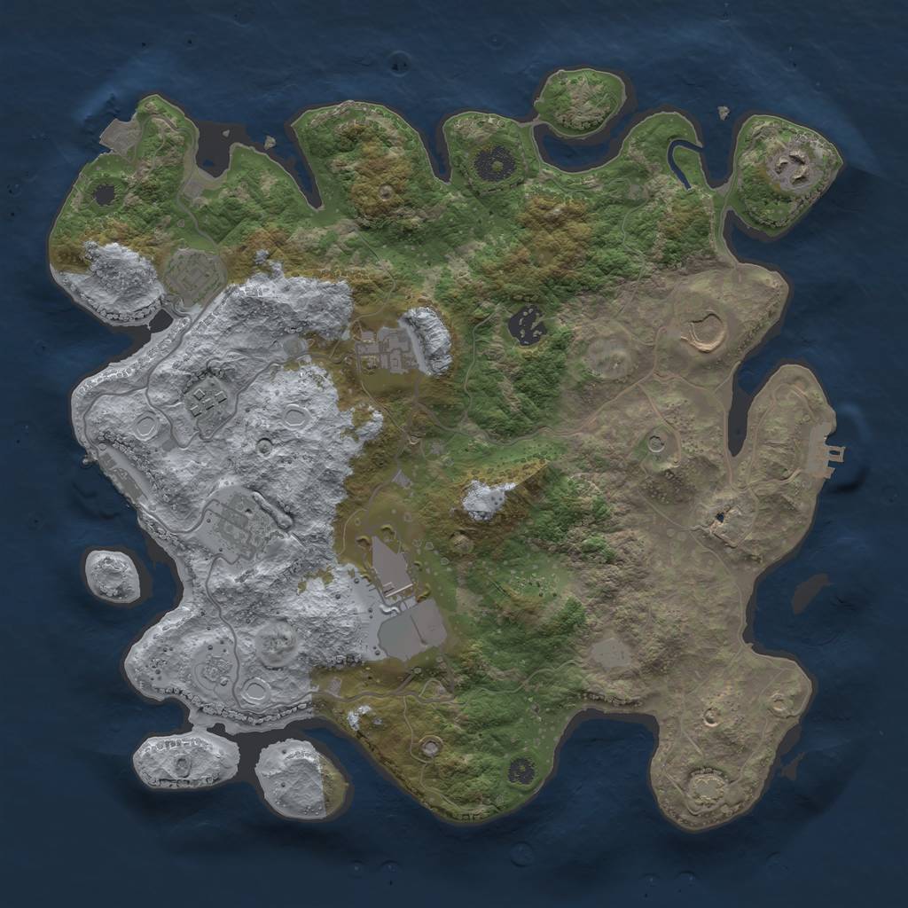 Rust Map: Procedural Map, Size: 3550, Seed: 1212133, 16 Monuments