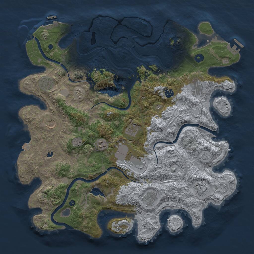 Rust Map: Procedural Map, Size: 4250, Seed: 94676061, 16 Monuments