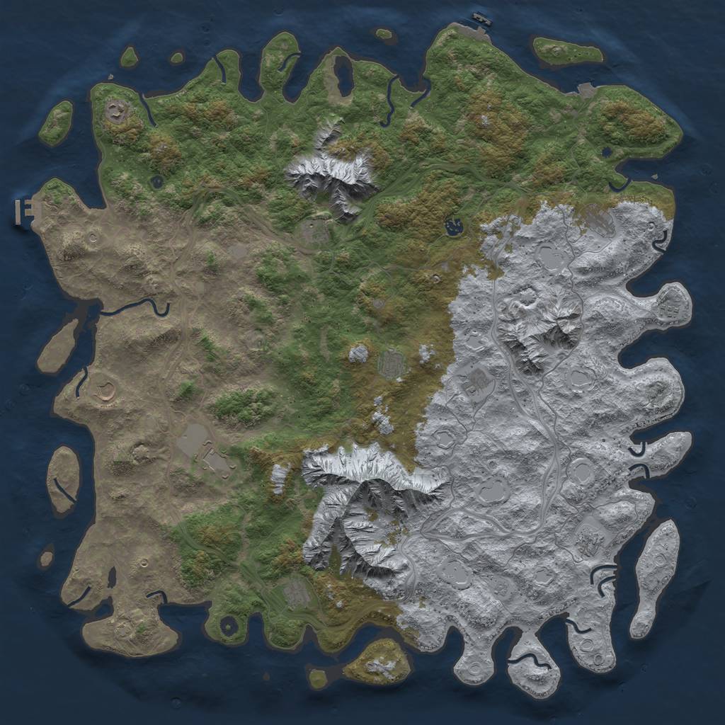Rust Map: Procedural Map, Size: 6000, Seed: 316231775, 19 Monuments