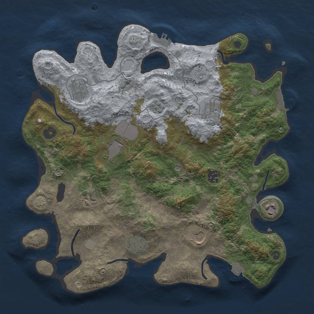 Rust Map: Procedural Map, Size: 3700, Seed: 1374, 17 Monuments