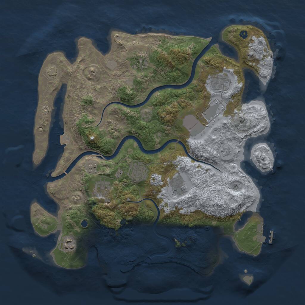 Rust Map: Procedural Map, Size: 3700, Seed: 69545913, 14 Monuments