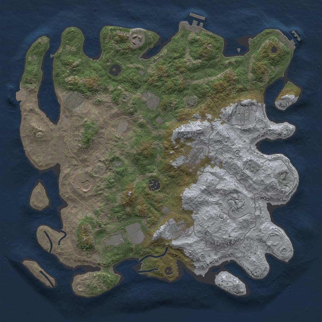Rust Map: Procedural Map, Size: 4050, Seed: 332472070, 19 Monuments