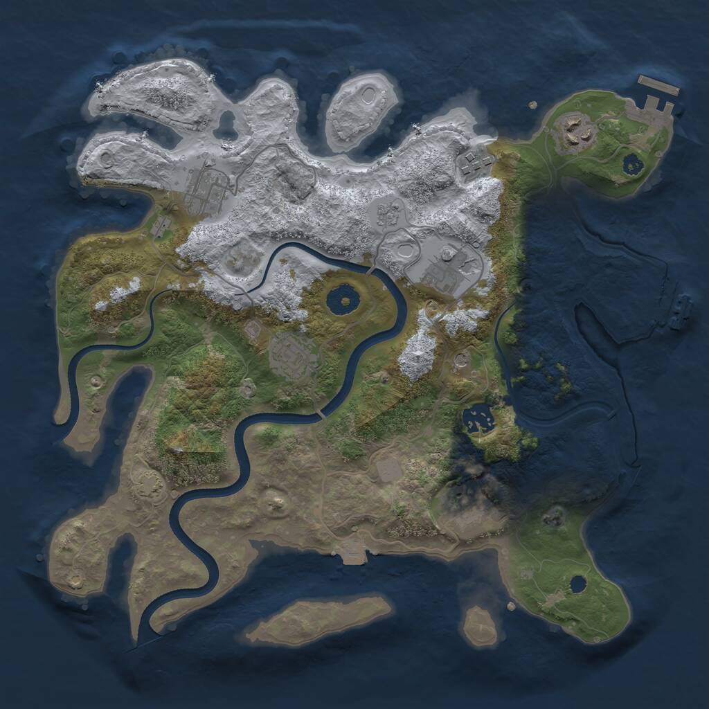 Rust Map: Procedural Map, Size: 3400, Seed: 51753869, 13 Monuments