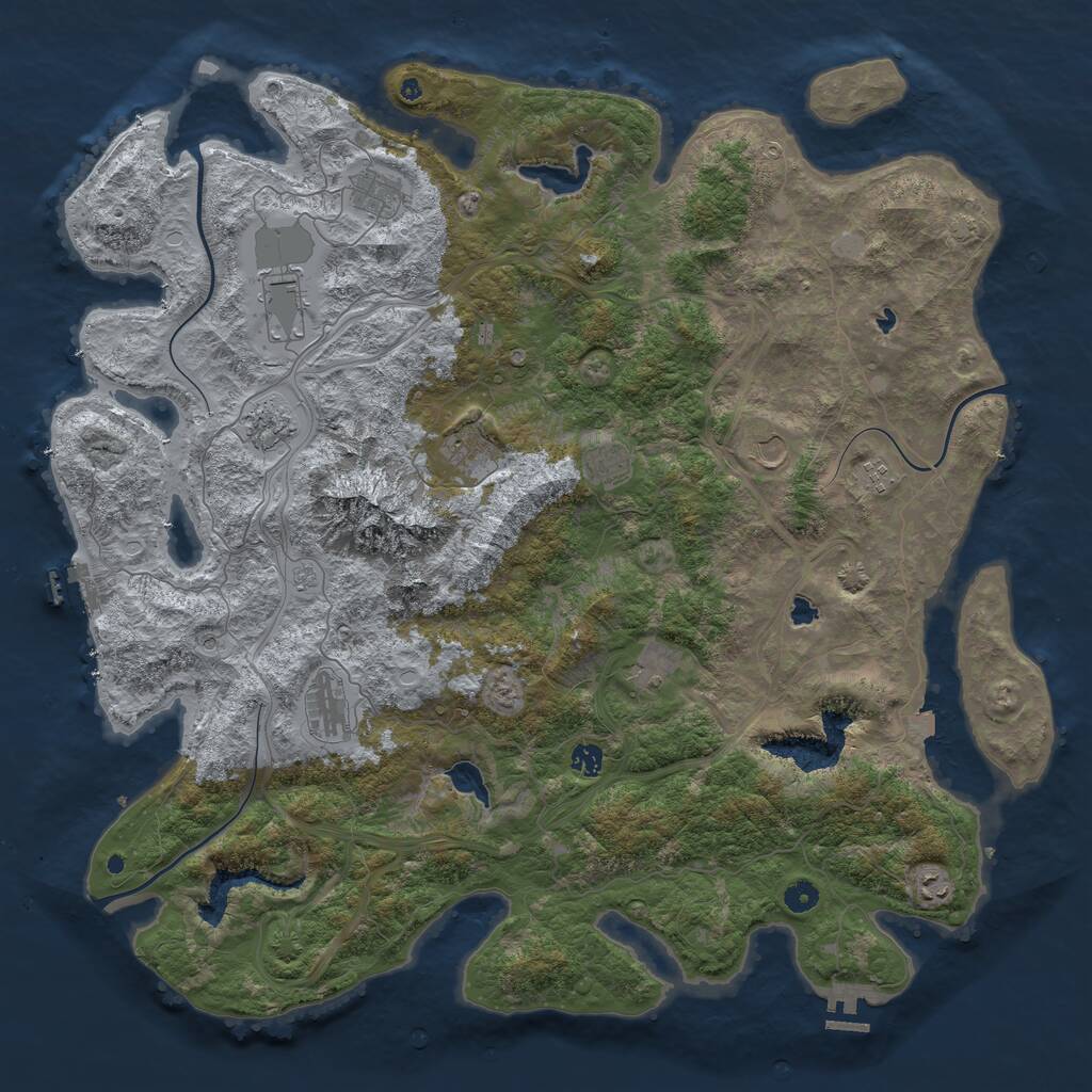 Rust Map: Procedural Map, Size: 5000, Seed: 455529, 17 Monuments