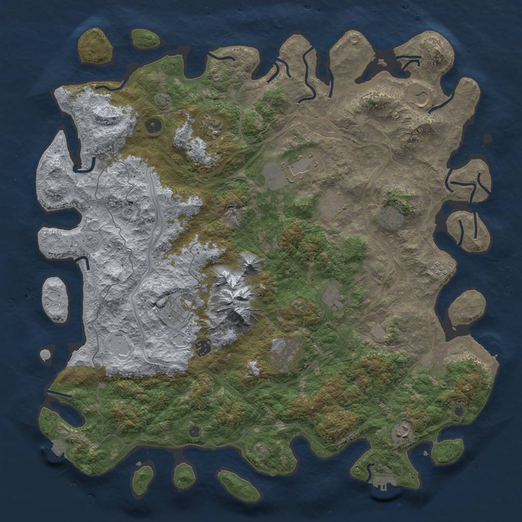 Rust Map: Procedural Map, Size: 5000, Seed: 24102023, 19 Monuments