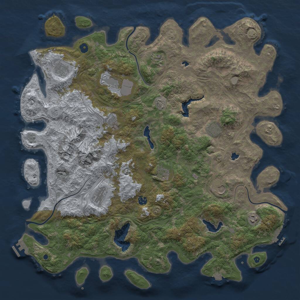 Rust Map: Procedural Map, Size: 5000, Seed: 24102023, 17 Monuments