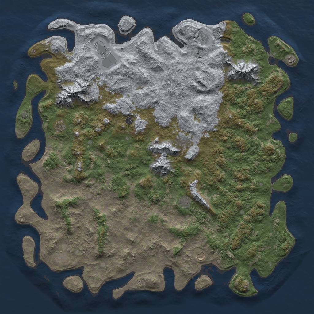 Rust Map: Barren, Size: 6000, Seed: 8770004, 14 Monuments