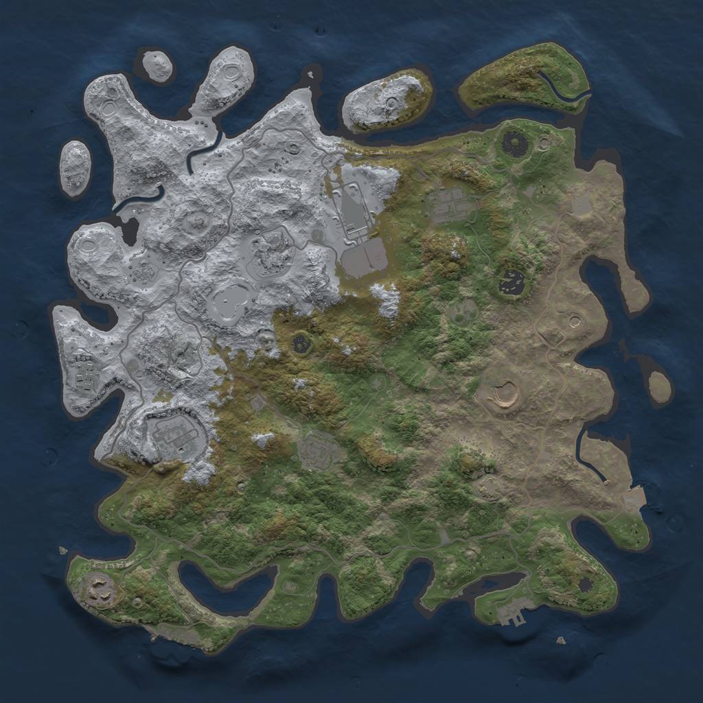 Rust Map: Procedural Map, Size: 4000, Seed: 395406476, 17 Monuments