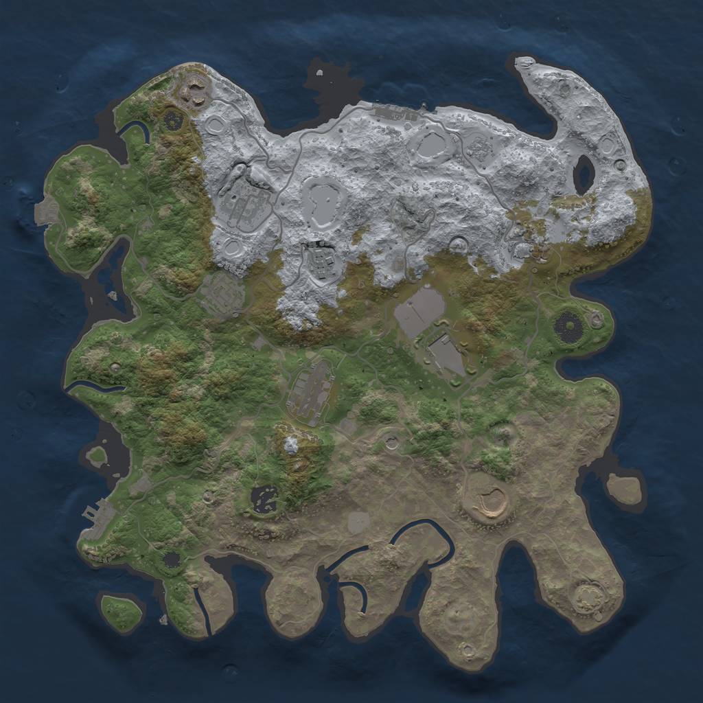 Rust Map: Procedural Map, Size: 3600, Seed: 12410, 17 Monuments