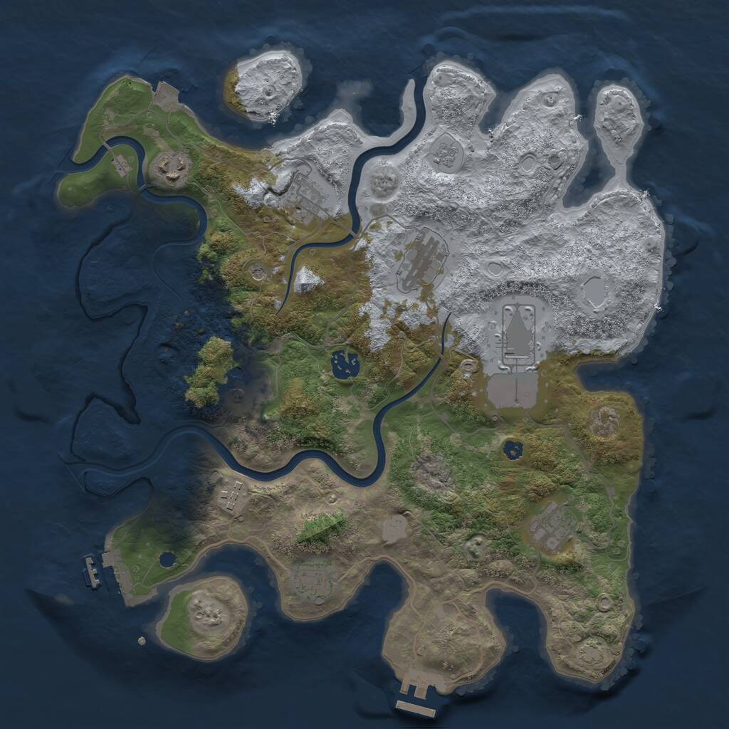 Rust Map: Procedural Map, Size: 3700, Seed: 59320965, 15 Monuments