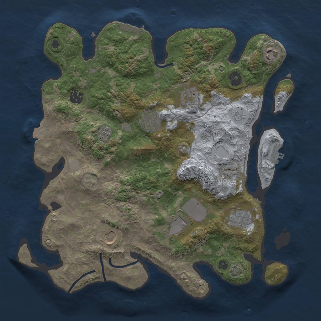 Rust Map: Procedural Map, Size: 3500, Seed: 69023018, 16 Monuments