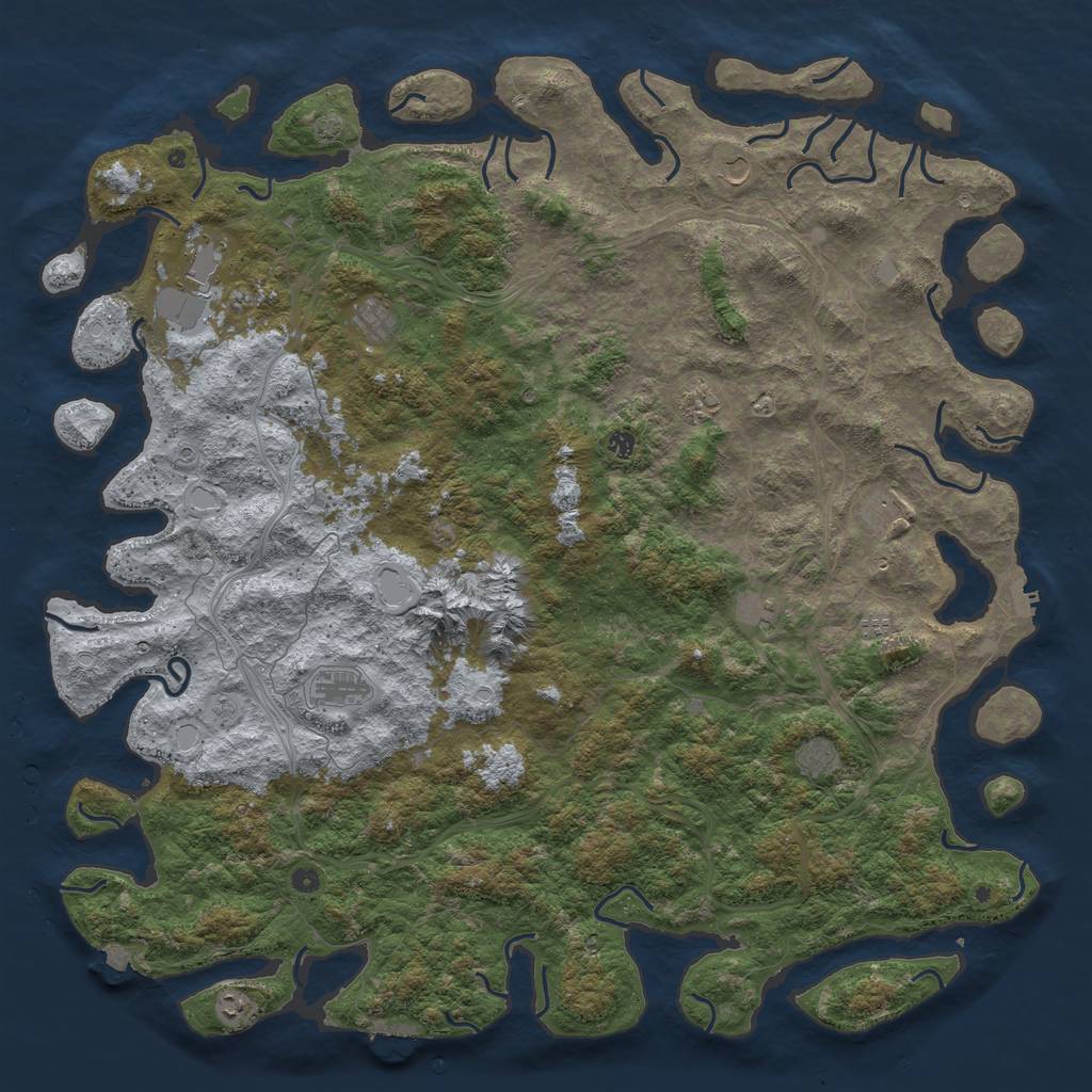 Rust Map: Procedural Map, Size: 6000, Seed: 1101043063, 19 Monuments