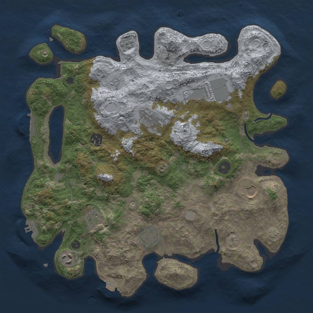 Rust Map: Procedural Map, Size: 3700, Seed: 56833314, 16 Monuments