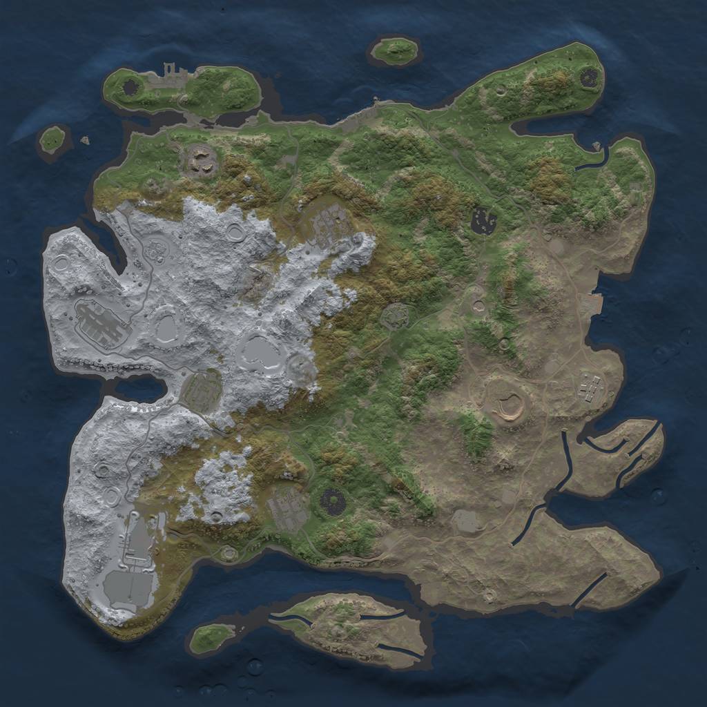 Rust Map: Procedural Map, Size: 3950, Seed: 6839464, 17 Monuments