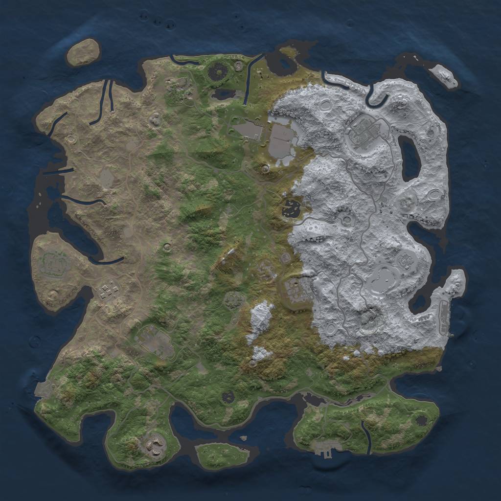 Rust Map: Procedural Map, Size: 4000, Seed: 9739445, 17 Monuments